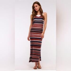 NWT Penelope Rose Multi Color Striped Crochet Maxi Dress